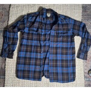 L.L. Bean Flannel Shirt Mens Large Tall Plaid Button Down Cotton Traditional Fit
